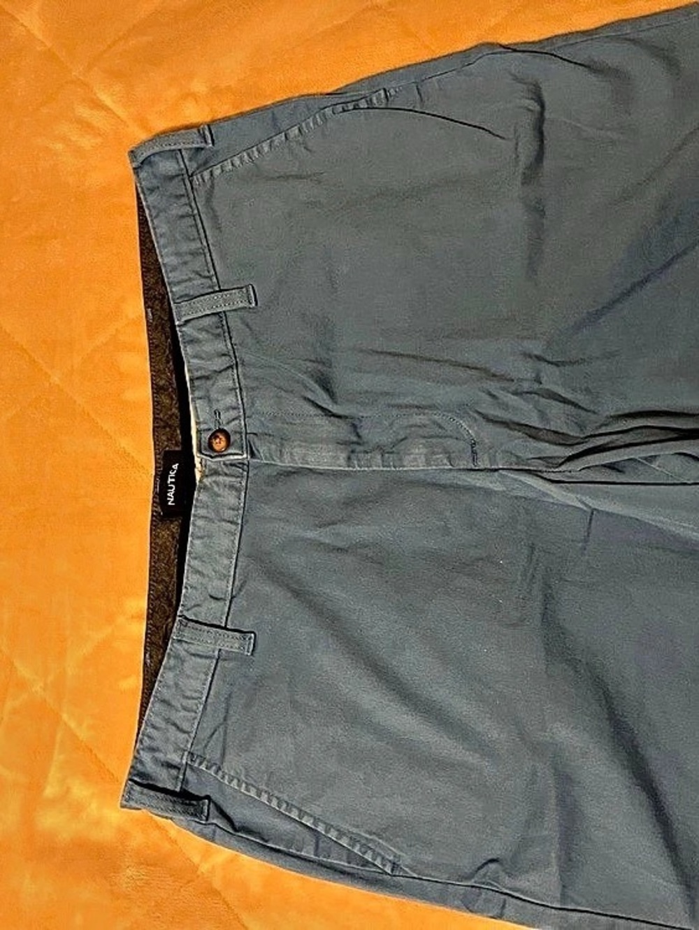 Nautica Classic Fit Stretch Chino Deck Short Men's Flat Front Shorts in Gray